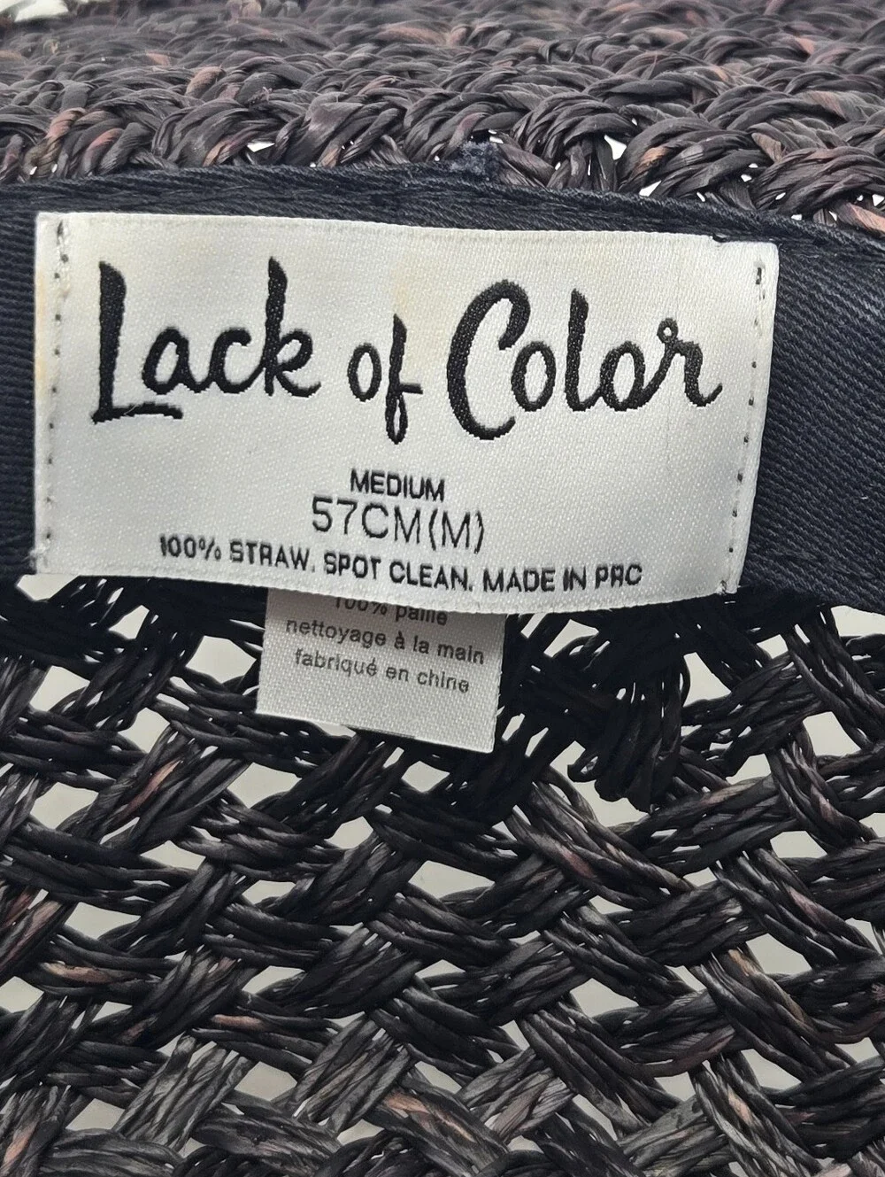 LACK OF COLOR PLUM PURPLE STRAW WOVEN BOATER HAT LARGE BRIM WOMEN MEDIUM RESORT